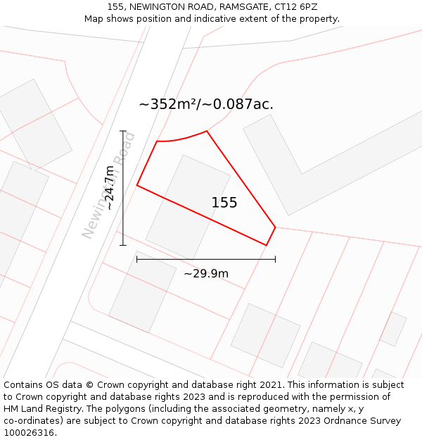 155, NEWINGTON ROAD, RAMSGATE, CT12 6PZ: Plot and title map