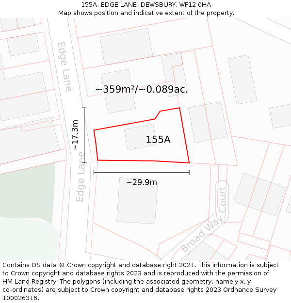 155A, EDGE LANE, DEWSBURY, WF12 0HA: Plot and title map