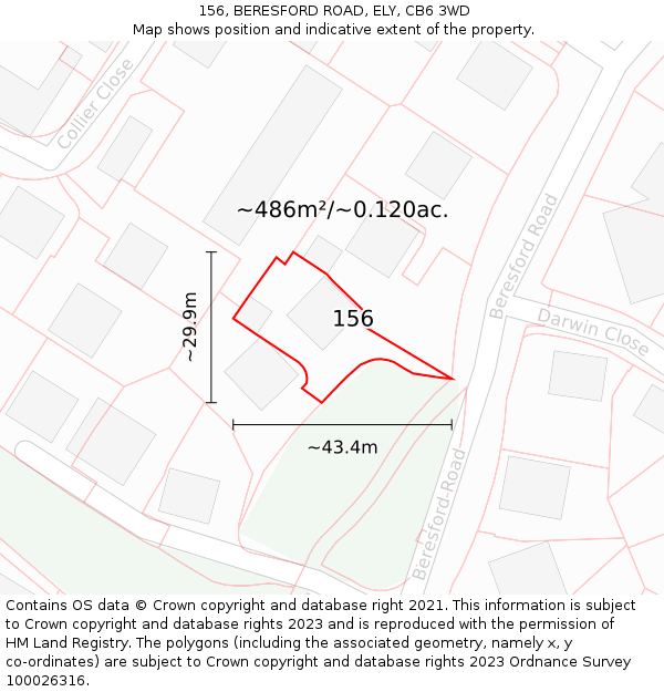 156, BERESFORD ROAD, ELY, CB6 3WD: Plot and title map