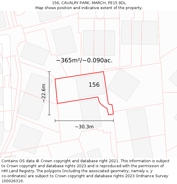 156, CAVALRY PARK, MARCH, PE15 9DL: Plot and title map