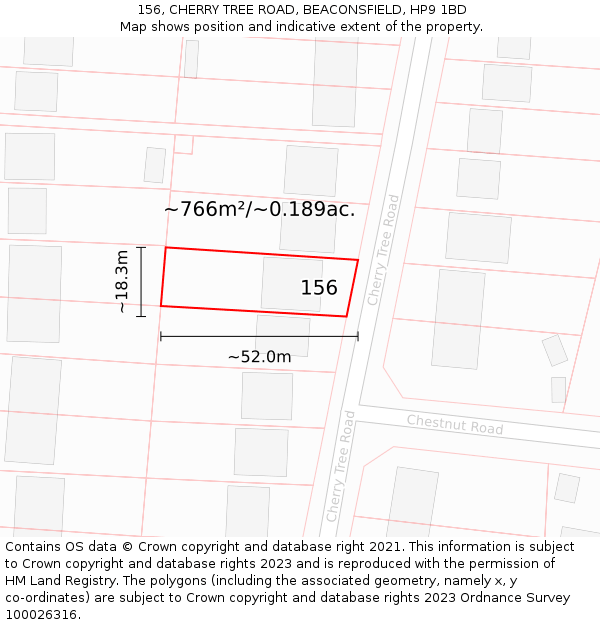 156, CHERRY TREE ROAD, BEACONSFIELD, HP9 1BD: Plot and title map