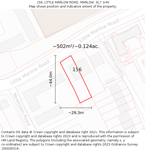 156, LITTLE MARLOW ROAD, MARLOW, SL7 1HN: Plot and title map