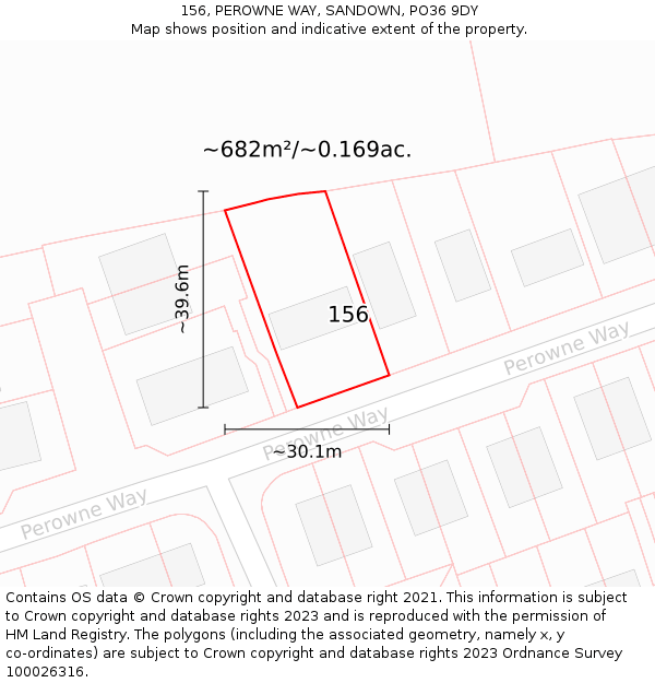 156, PEROWNE WAY, SANDOWN, PO36 9DY: Plot and title map