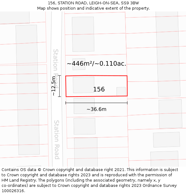 156, STATION ROAD, LEIGH-ON-SEA, SS9 3BW: Plot and title map