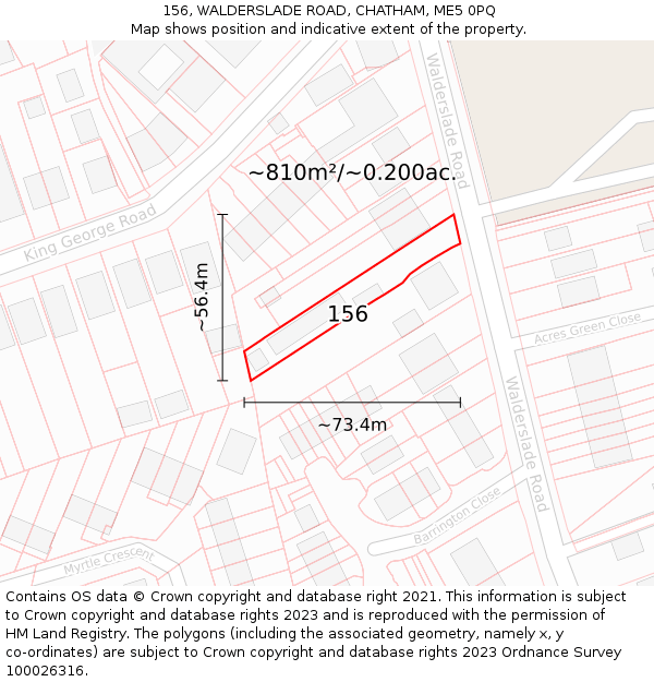 156, WALDERSLADE ROAD, CHATHAM, ME5 0PQ: Plot and title map