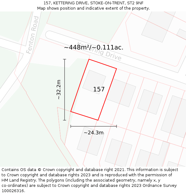 157, KETTERING DRIVE, STOKE-ON-TRENT, ST2 9NF: Plot and title map