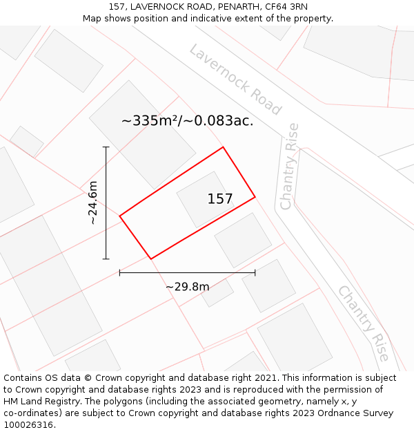 157, LAVERNOCK ROAD, PENARTH, CF64 3RN: Plot and title map
