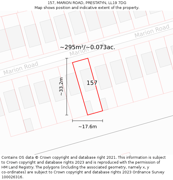 157, MARION ROAD, PRESTATYN, LL19 7DG: Plot and title map