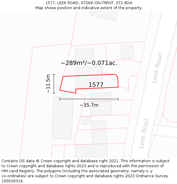 1577, LEEK ROAD, STOKE-ON-TRENT, ST2 8DA: Plot and title map