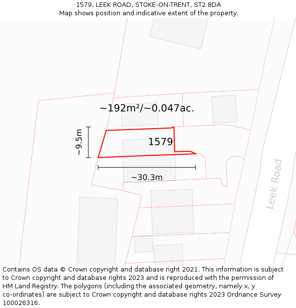 1579, LEEK ROAD, STOKE-ON-TRENT, ST2 8DA: Plot and title map