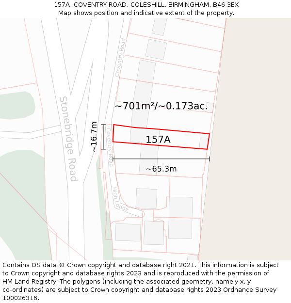 157A, COVENTRY ROAD, COLESHILL, BIRMINGHAM, B46 3EX: Plot and title map