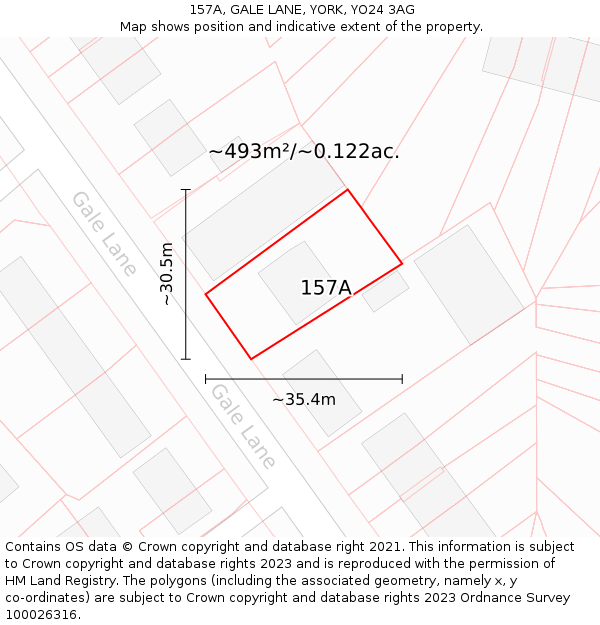 157A, GALE LANE, YORK, YO24 3AG: Plot and title map