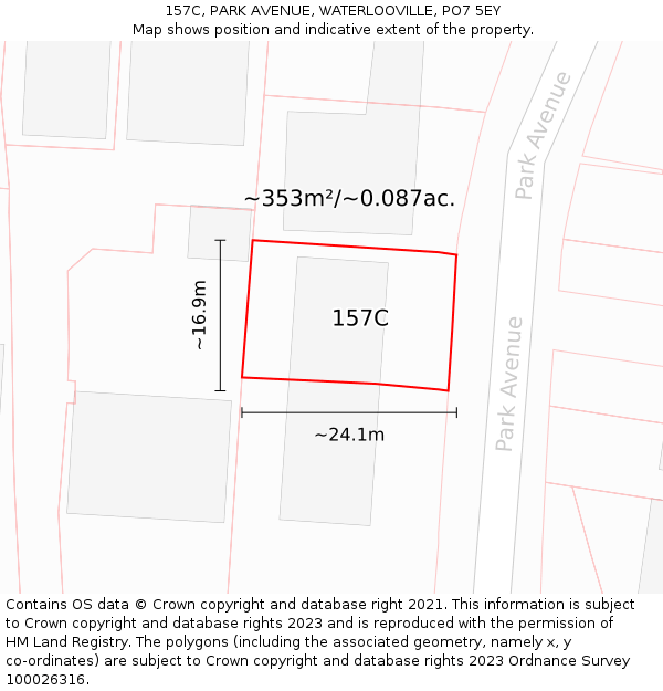 157C, PARK AVENUE, WATERLOOVILLE, PO7 5EY: Plot and title map