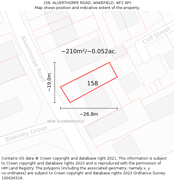 158, ALVERTHORPE ROAD, WAKEFIELD, WF2 9PY: Plot and title map