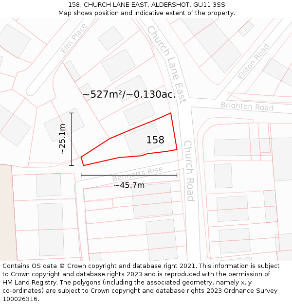 158, CHURCH LANE EAST, ALDERSHOT, GU11 3SS: Plot and title map