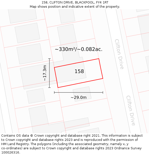 158, CLIFTON DRIVE, BLACKPOOL, FY4 1RT: Plot and title map