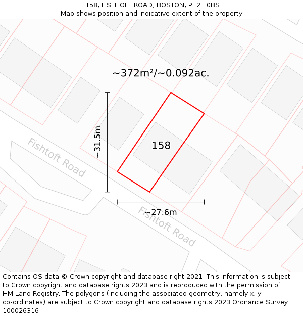 158, FISHTOFT ROAD, BOSTON, PE21 0BS: Plot and title map