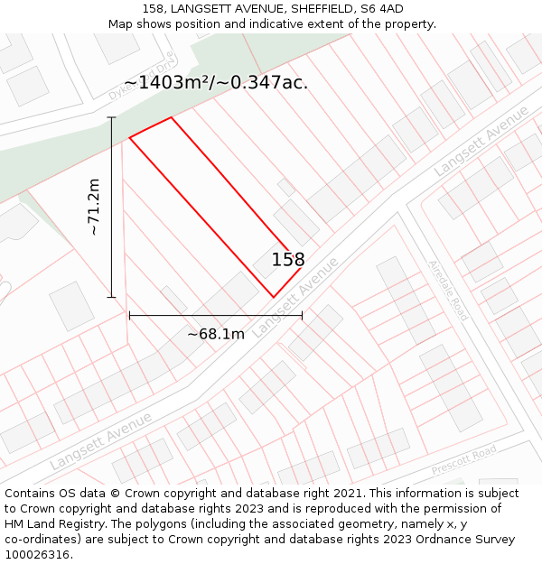 158, LANGSETT AVENUE, SHEFFIELD, S6 4AD: Plot and title map