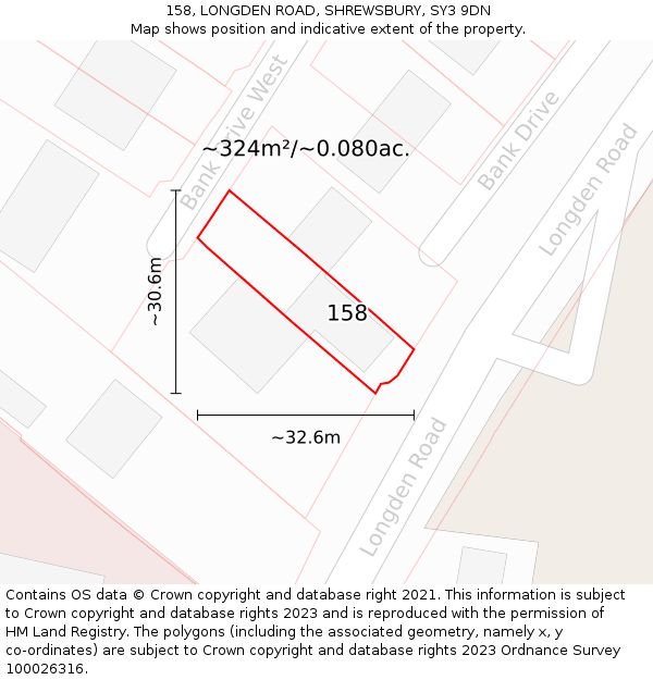 158, LONGDEN ROAD, SHREWSBURY, SY3 9DN: Plot and title map