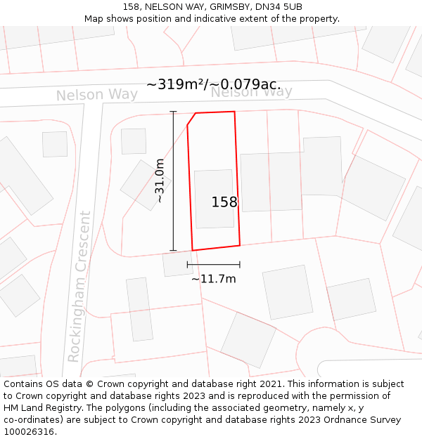 158, NELSON WAY, GRIMSBY, DN34 5UB: Plot and title map