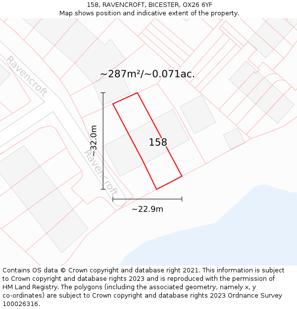 158, RAVENCROFT, BICESTER, OX26 6YF: Plot and title map