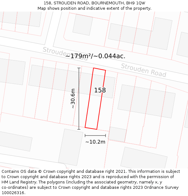 158, STROUDEN ROAD, BOURNEMOUTH, BH9 1QW: Plot and title map