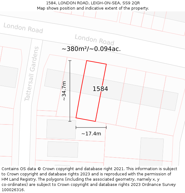 1584, LONDON ROAD, LEIGH-ON-SEA, SS9 2QR: Plot and title map