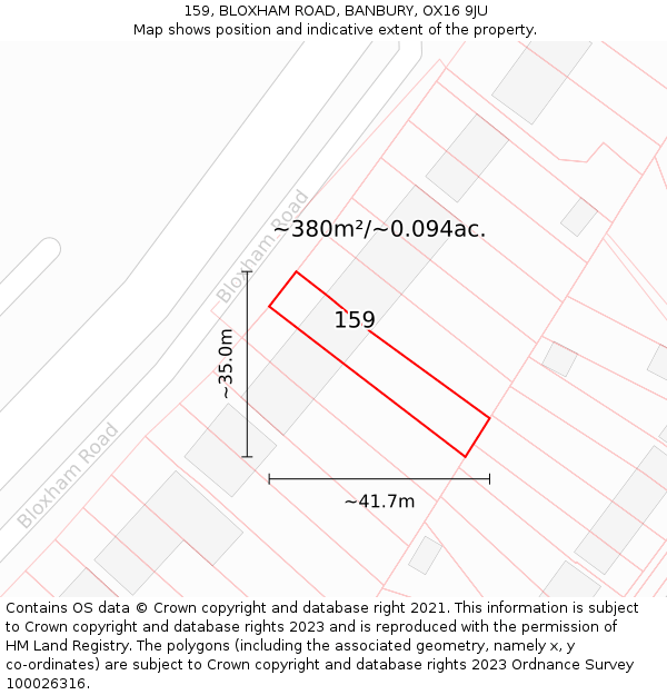 159, BLOXHAM ROAD, BANBURY, OX16 9JU: Plot and title map