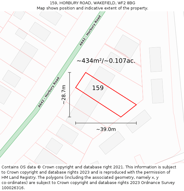 159, HORBURY ROAD, WAKEFIELD, WF2 8BG: Plot and title map