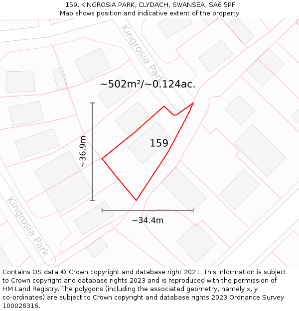 159, KINGROSIA PARK, CLYDACH, SWANSEA, SA6 5PF: Plot and title map