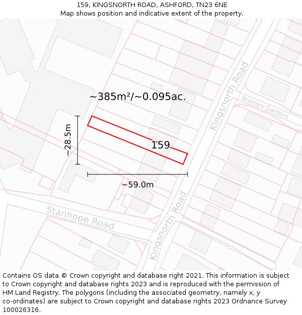 159, KINGSNORTH ROAD, ASHFORD, TN23 6NE: Plot and title map