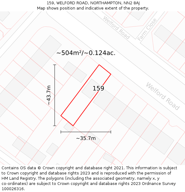 159, WELFORD ROAD, NORTHAMPTON, NN2 8AJ: Plot and title map