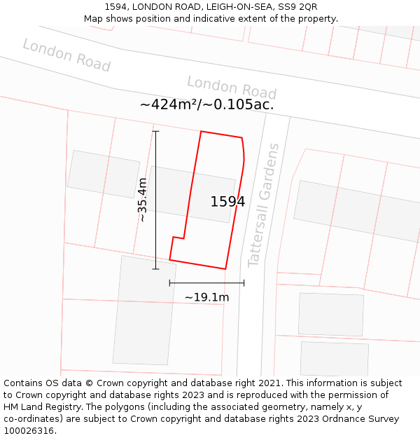 1594, LONDON ROAD, LEIGH-ON-SEA, SS9 2QR: Plot and title map