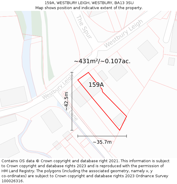 159A, WESTBURY LEIGH, WESTBURY, BA13 3SU: Plot and title map