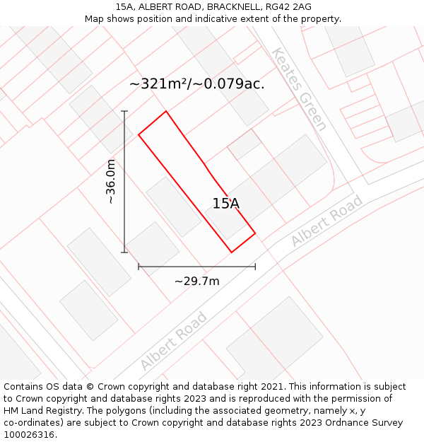 15A, ALBERT ROAD, BRACKNELL, RG42 2AG: Plot and title map