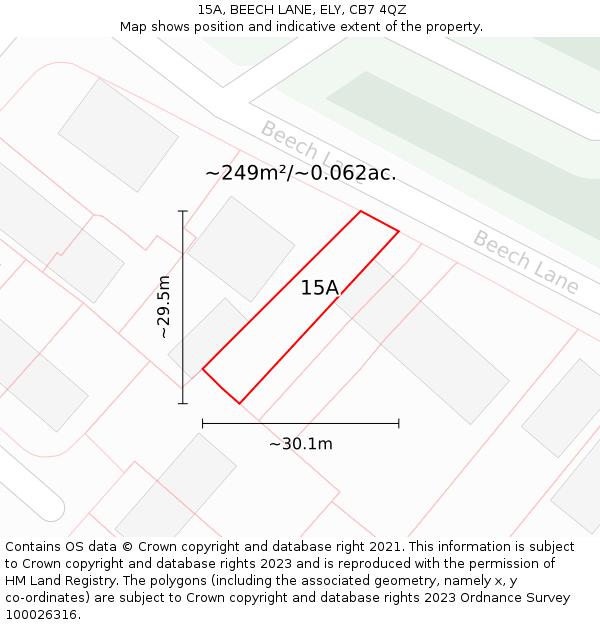 15A, BEECH LANE, ELY, CB7 4QZ: Plot and title map