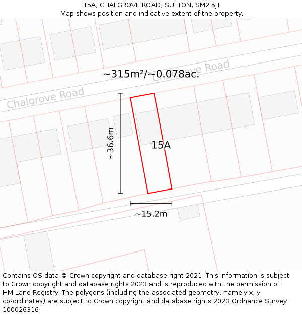 15A, CHALGROVE ROAD, SUTTON, SM2 5JT: Plot and title map