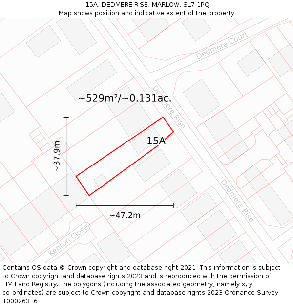 15A, DEDMERE RISE, MARLOW, SL7 1PQ: Plot and title map