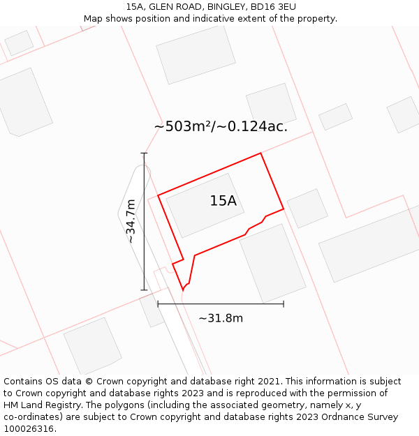 15A, GLEN ROAD, BINGLEY, BD16 3EU: Plot and title map