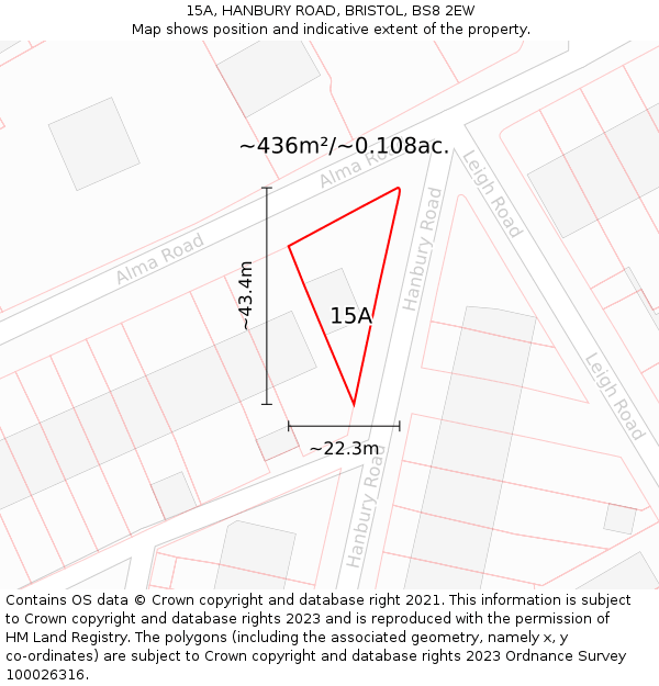 15A, HANBURY ROAD, BRISTOL, BS8 2EW: Plot and title map