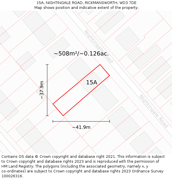 15A, NIGHTINGALE ROAD, RICKMANSWORTH, WD3 7DE: Plot and title map