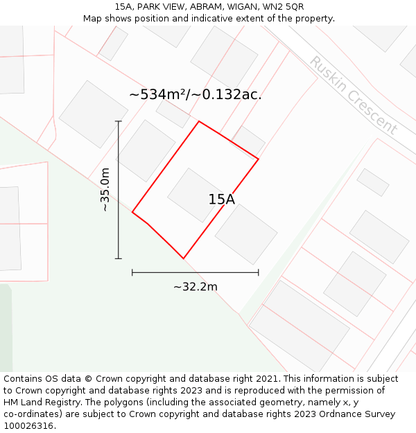 15A, PARK VIEW, ABRAM, WIGAN, WN2 5QR: Plot and title map