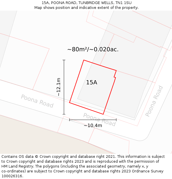 15A, POONA ROAD, TUNBRIDGE WELLS, TN1 1SU: Plot and title map