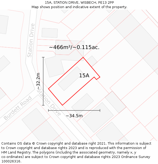 15A, STATION DRIVE, WISBECH, PE13 2PP: Plot and title map