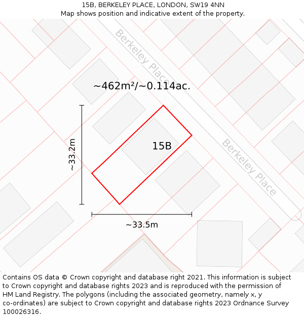 15B, BERKELEY PLACE, LONDON, SW19 4NN: Plot and title map