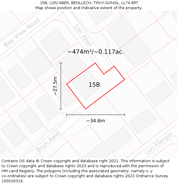 15B, LON ABER, BENLLECH, TYN-Y-GONGL, LL74 8RT: Plot and title map