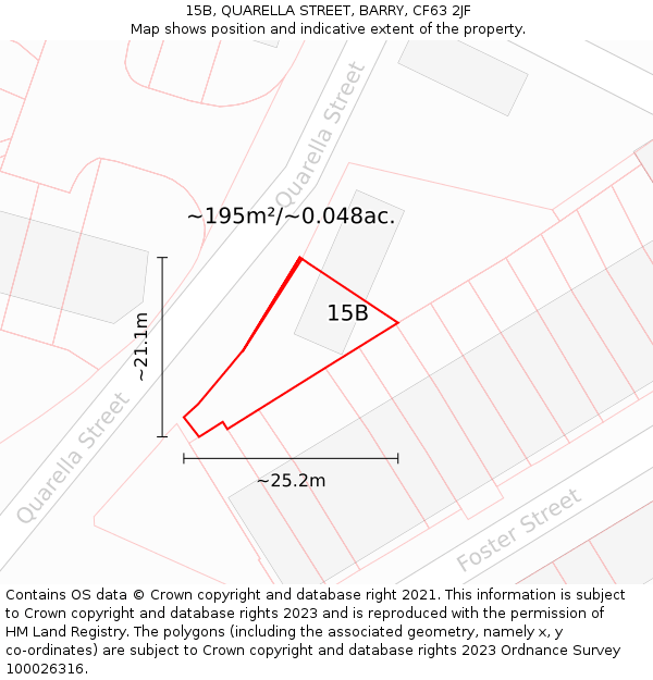 15B, QUARELLA STREET, BARRY, CF63 2JF: Plot and title map