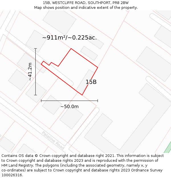 15B, WESTCLIFFE ROAD, SOUTHPORT, PR8 2BW: Plot and title map