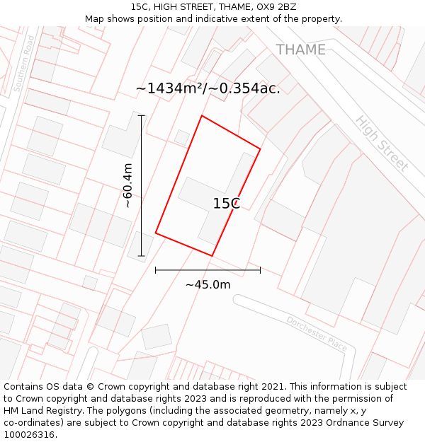 15C, HIGH STREET, THAME, OX9 2BZ: Plot and title map