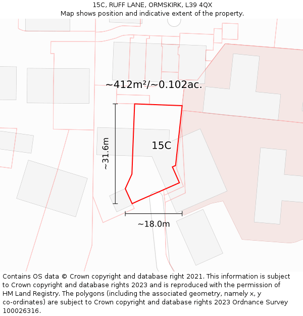 15C, RUFF LANE, ORMSKIRK, L39 4QX: Plot and title map